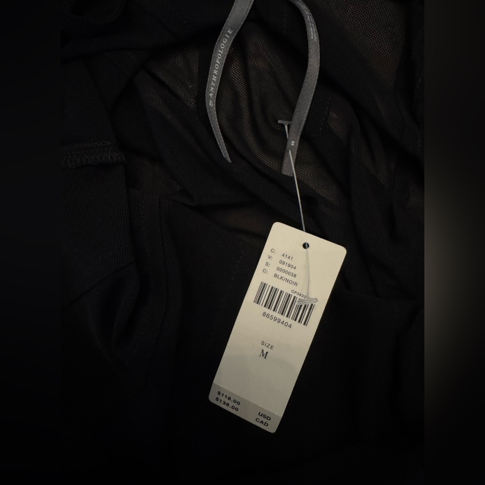 Anthropologie black sheer ruched midi dress - Picture 5 of 7